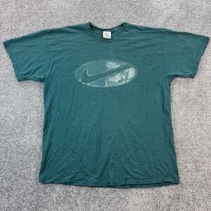 Vintage Nike Shirt Mens 2XL Green Faded Big Logo Swoosh Sportswear USA Made
